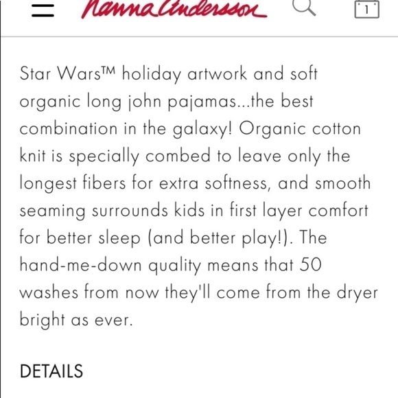 Hanna Andersson NWT Star Wars Darth Vader Long Johns Pajamas Organic Scandi Kid - Picture 5 of 7